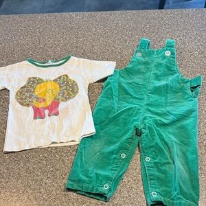 Vintage 80s tiny world montgomery ward overalls and elephant shirt